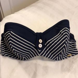 Navy and white strapless vintage style Bikini top